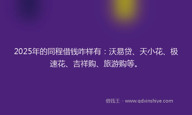 2025年的同程借钱咋样有：沃易贷、天小花、极速花、吉祥购、旅游购等。