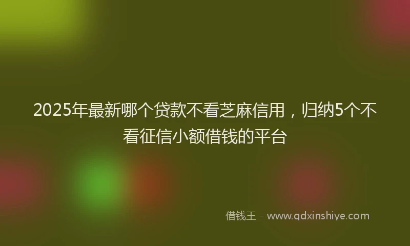 2025年最新哪个贷款不看芝麻信用，归纳5个不看征信小额借钱的平台