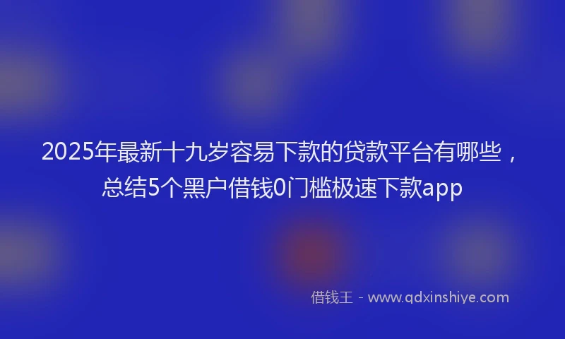 2025年最新十九岁容易下款的贷款平台有哪些，总结5个黑户借钱0门槛极速下款app