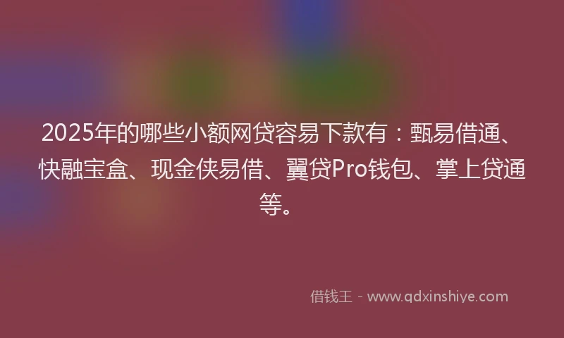 2025年的哪些小额网贷容易下款有：甄易借通、快融宝盒、现金侠易借、翼贷Pro钱包、掌上贷通等。
