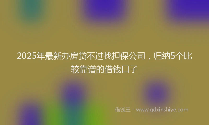 2025年最新办房贷不过找担保公司，归纳5个比较靠谱的借钱口子