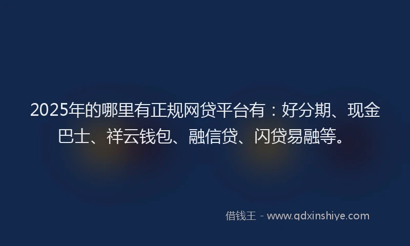 2025年的哪里有正规网贷平台有：好分期、现金巴士、祥云钱包、融信贷、闪贷易融等。
