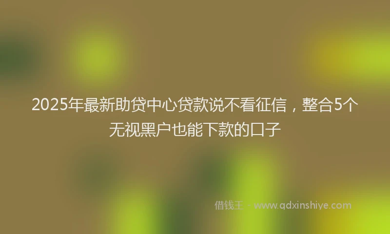2025年最新助贷中心贷款说不看征信，整合5个无视黑户也能下款的口子