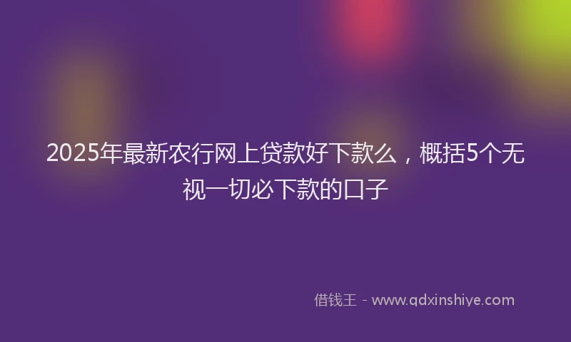 2025年最新农行网上贷款好下款么，概括5个无视一切必下款的口子