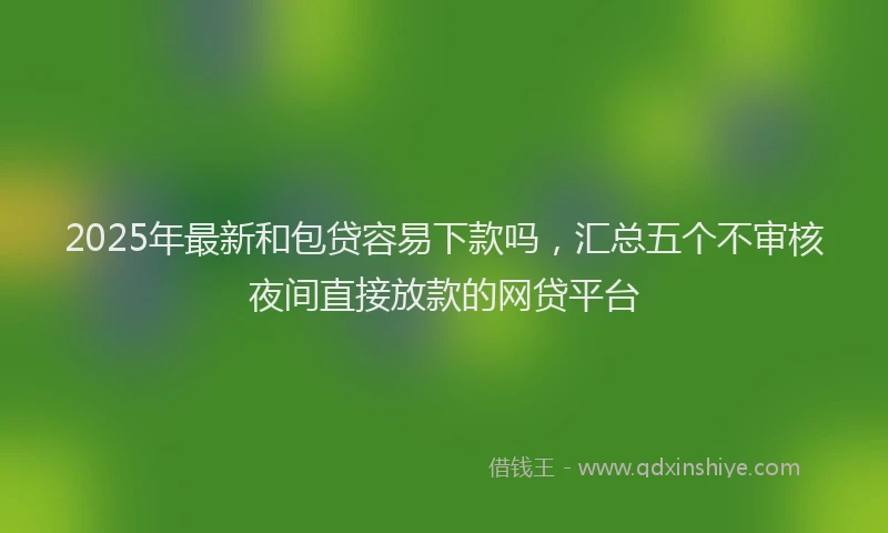 2025年最新和包贷容易下款吗，汇总五个不审核夜间直接放款的网贷平台