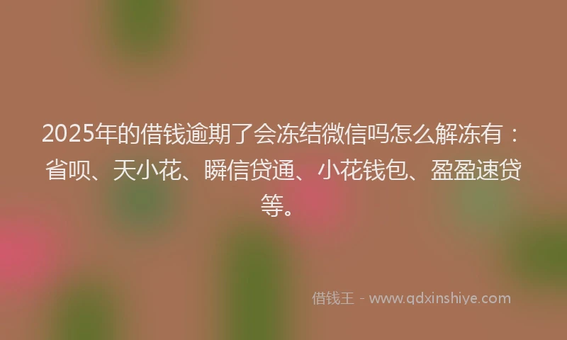 2025年的借钱逾期了会冻结微信吗怎么解冻有：省呗、天小花、瞬信贷通、小花钱包、盈盈速贷等。