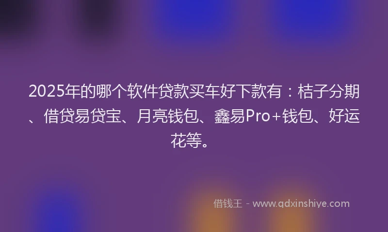 2025年的哪个软件贷款买车好下款有：桔子分期、借贷易贷宝、月亮钱包、鑫易Pro+钱包、好运花等。