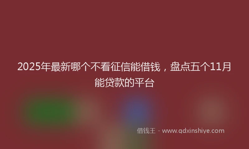 2025年最新哪个不看征信能借钱，盘点五个11月能贷款的平台