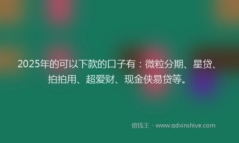 2025年的可以下款的口子有：微粒分期、星贷、拍拍用、超爱财、现金侠易贷等。