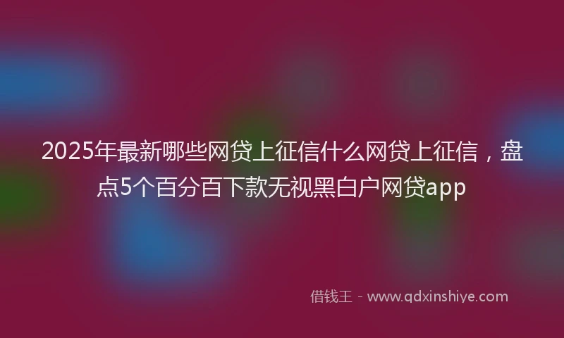 2025年最新哪些网贷上征信什么网贷上征信，盘点5个百分百下款无视黑白户网贷app