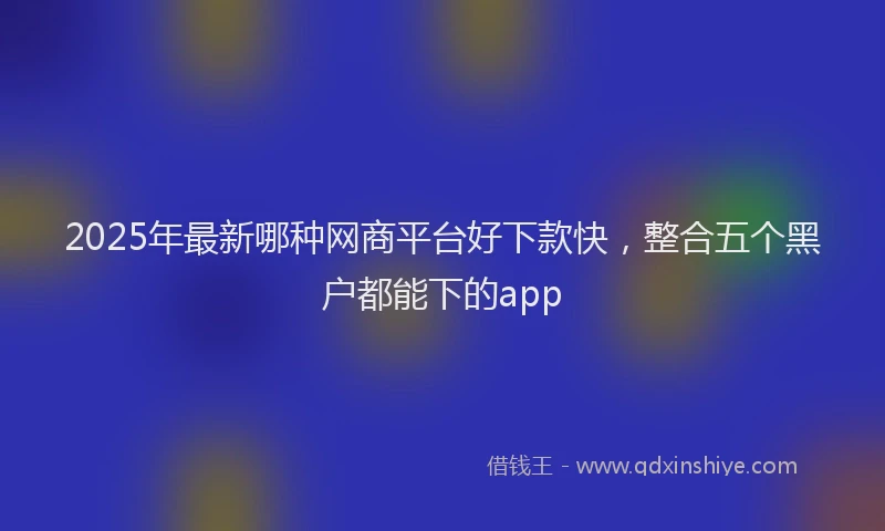 2025年最新哪种网商平台好下款快，整合五个黑户都能下的app