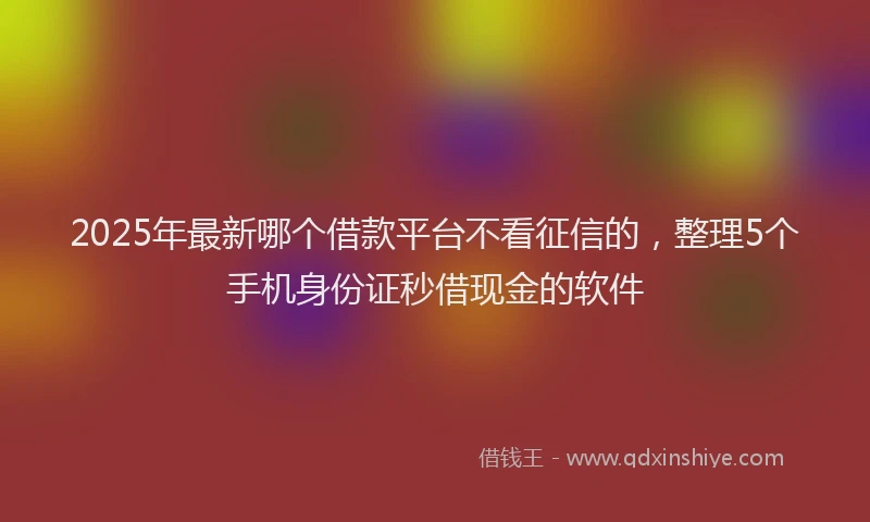 2025年最新哪个借款平台不看征信的，整理5个手机身份证秒借现金的软件