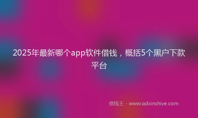 2025年最新哪个app软件借钱，概括5个黑户下款平台