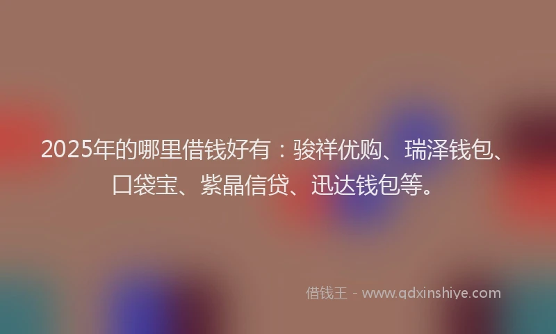 2025年的哪里借钱好有：骏祥优购、瑞泽钱包、口袋宝、紫晶信贷、迅达钱包等。