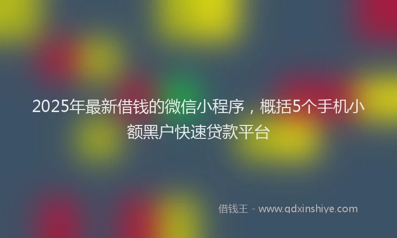 2025年最新借钱的微信小程序，概括5个手机小额黑户快速贷款平台