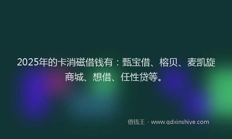 2025年的卡消磁借钱有：甄宝借、榕贝、麦凯旋商城、想借、任性贷等。