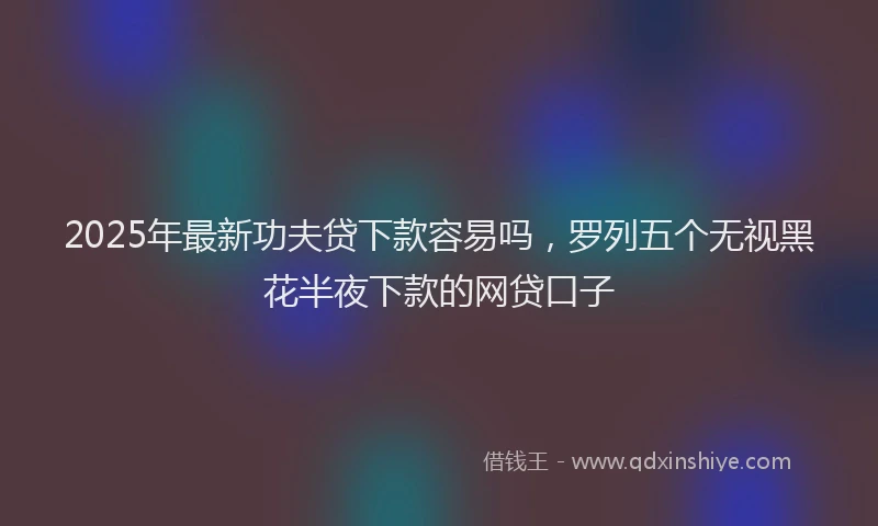 2025年最新功夫贷下款容易吗，罗列五个无视黑花半夜下款的网贷口子