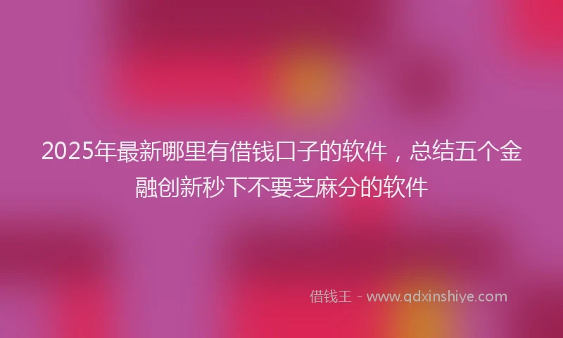 2025年最新哪里有借钱口子的软件，总结五个金融创新秒下不要芝麻分的软件