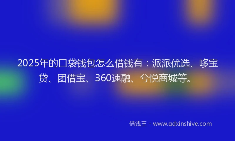 2025年的口袋钱包怎么借钱有：派派优选、哆宝贷、团借宝、360速融、兮悦商城等。