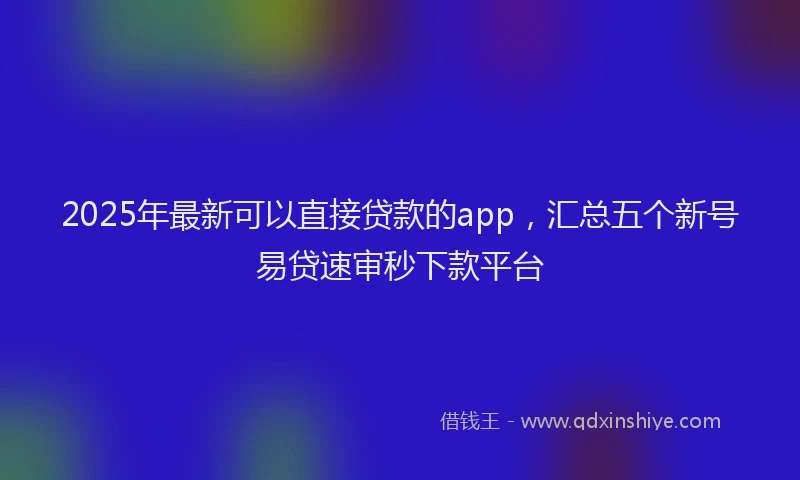 2025年最新可以直接贷款的app，汇总五个新号易贷速审秒下款平台