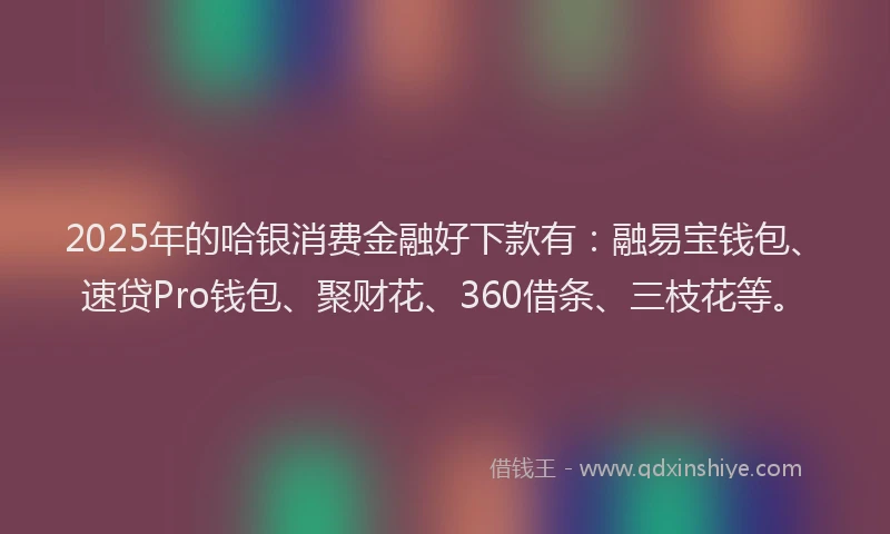 2025年的哈银消费金融好下款有：融易宝钱包、速贷Pro钱包、聚财花、360借条、三枝花等。