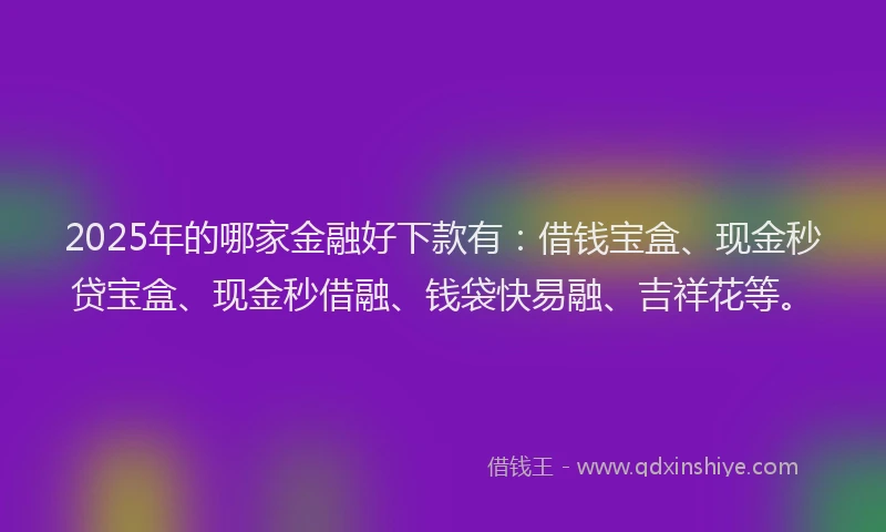 2025年的哪家金融好下款有：借钱宝盒、现金秒贷宝盒、现金秒借融、钱袋快易融、吉祥花等。