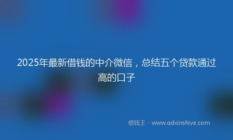 2025年最新借钱的中介微信，总结五个贷款通过高的口子