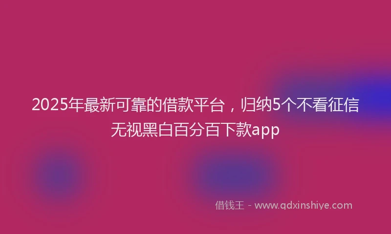 2025年最新可靠的借款平台，归纳5个不看征信无视黑白百分百下款app