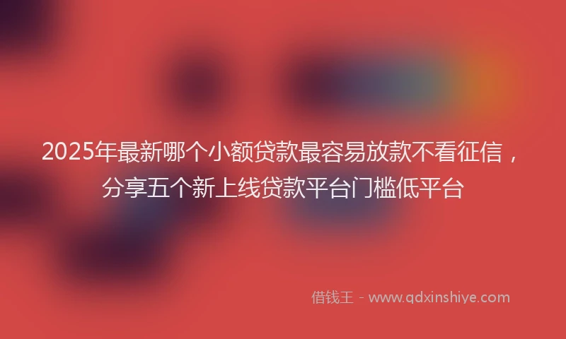 2025年最新哪个小额贷款最容易放款不看征信，分享五个新上线贷款平台门槛低平台