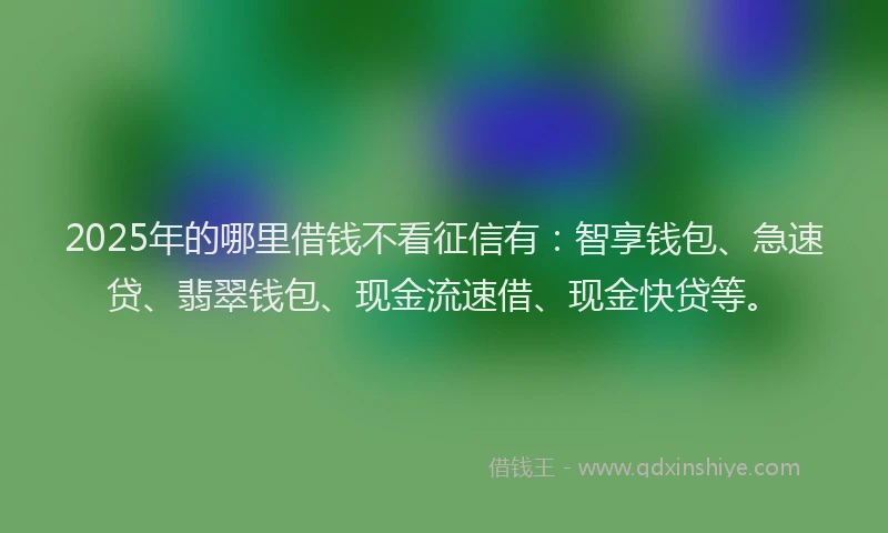2025年的哪里借钱不看征信有：智享钱包、急速贷、翡翠钱包、现金流速借、现金快贷等。