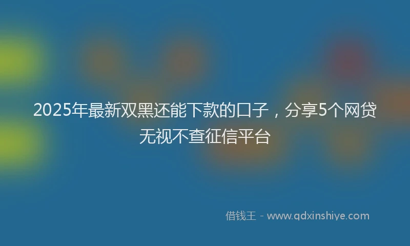 2025年最新双黑还能下款的口子，分享5个网贷无视不查征信平台