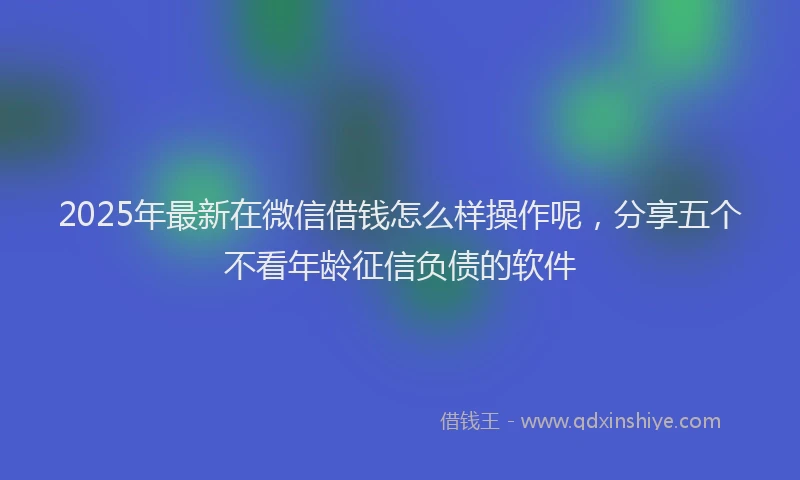 2025年最新在微信借钱怎么样操作呢，分享五个不看年龄征信负债的软件