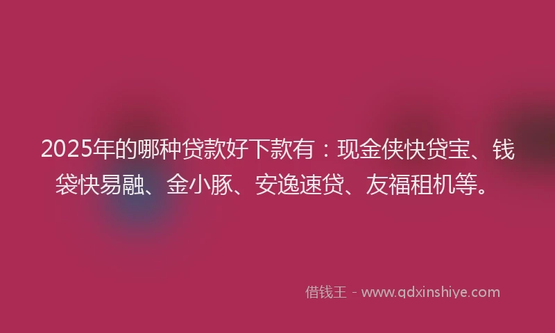 2025年的哪种贷款好下款有：现金侠快贷宝、钱袋快易融、金小豚、安逸速贷、友福租机等。