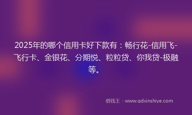 2025年的哪个信用卡好下款有：畅行花-信用飞-飞行卡、金银花、分期悦、粒粒贷、你我贷-极融等。