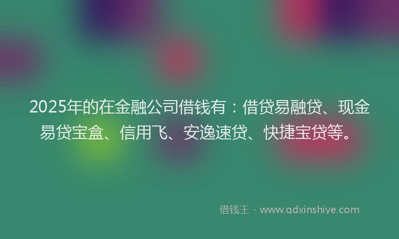 2025年的在金融公司借钱有：借贷易融贷、现金易贷宝盒、信用飞、安逸速贷、快捷宝贷等。