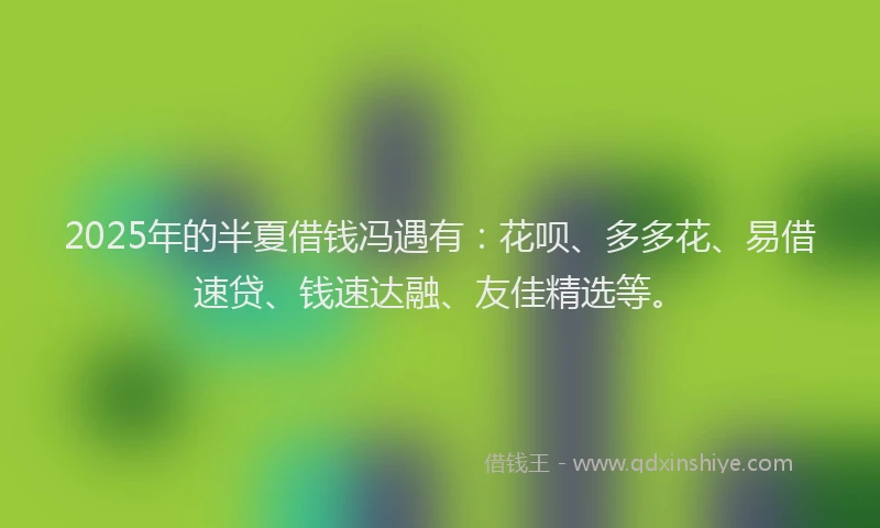 2025年的半夏借钱冯遇有：花呗、多多花、易借速贷、钱速达融、友佳精选等。