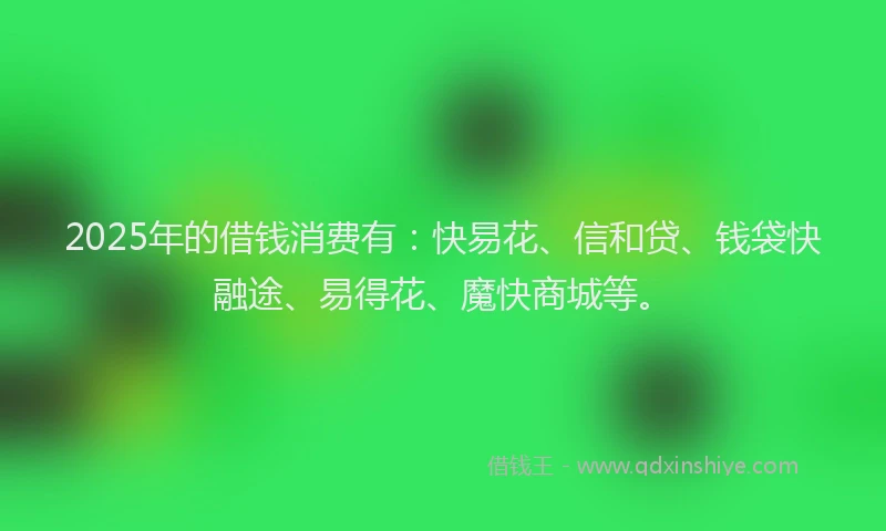 2025年的借钱消费有：快易花、信和贷、钱袋快融途、易得花、魔快商城等。