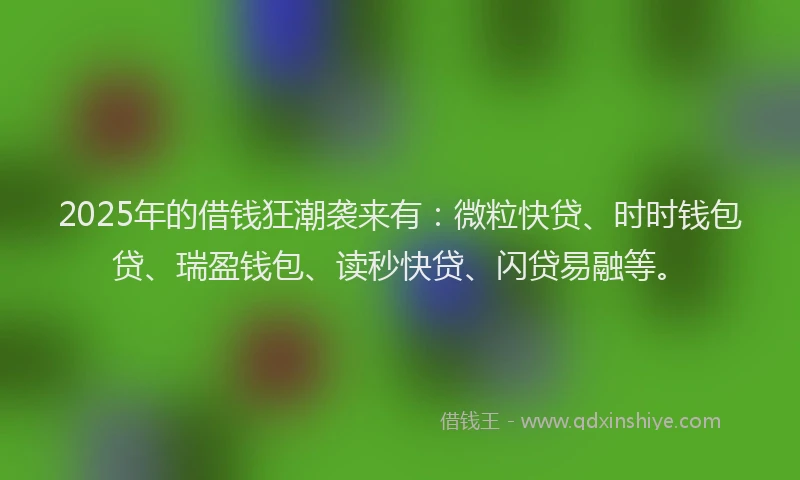 2025年的借钱狂潮袭来有：微粒快贷、时时钱包贷、瑞盈钱包、读秒快贷、闪贷易融等。