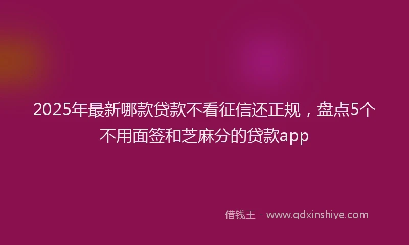 2025年最新哪款贷款不看征信还正规，盘点5个不用面签和芝麻分的贷款app