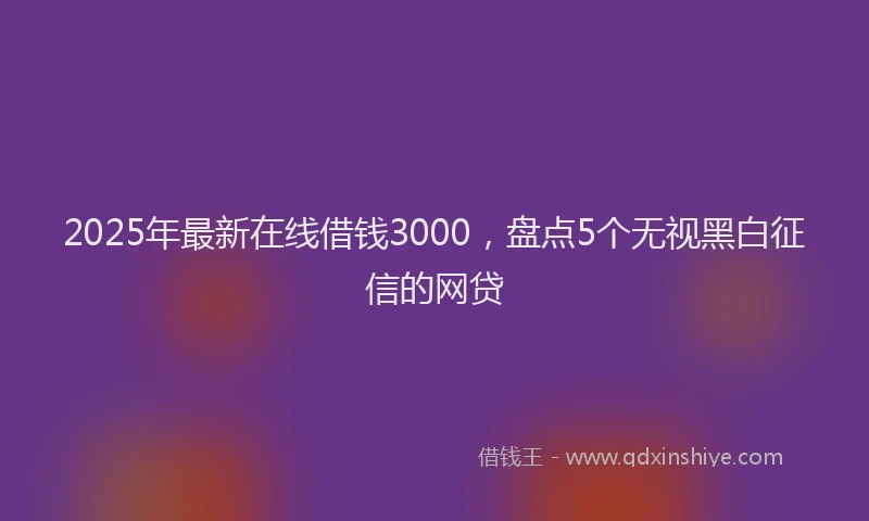 2025年最新在线借钱3000，盘点5个无视黑白征信的网贷