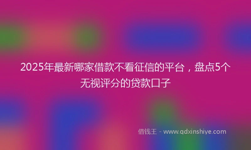 2025年最新哪家借款不看征信的平台，盘点5个无视评分的贷款口子