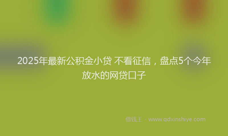 2025年最新公积金小贷 不看征信，盘点5个今年放水的网贷口子