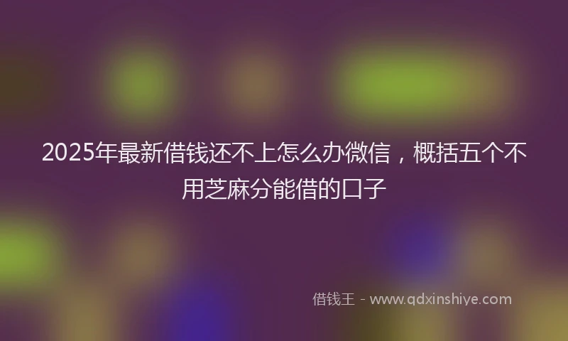2025年最新借钱还不上怎么办微信，概括五个不用芝麻分能借的口子