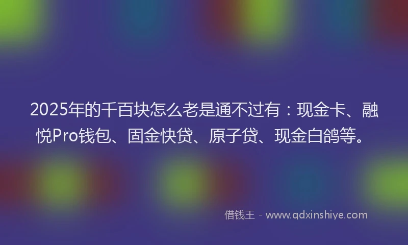 2025年的千百块怎么老是通不过有：现金卡、融悦Pro钱包、固金快贷、原子贷、现金白鸽等。