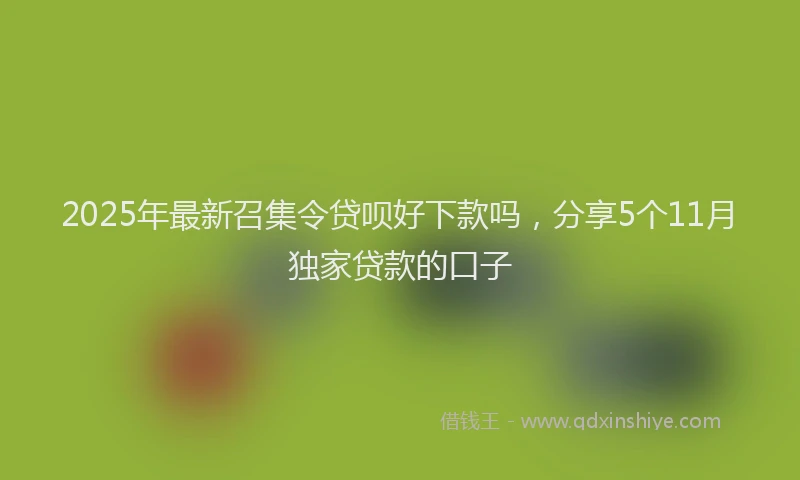 2025年最新召集令贷呗好下款吗，分享5个11月独家贷款的口子