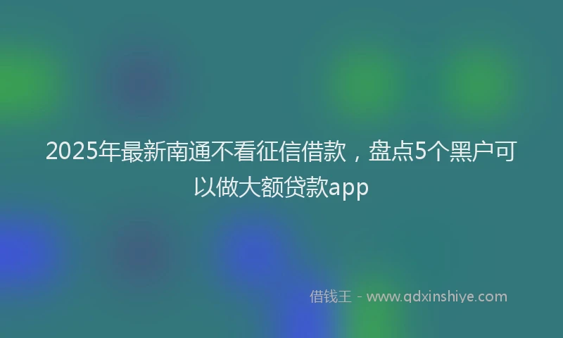 2025年最新南通不看征信借款，盘点5个黑户可以做大额贷款app