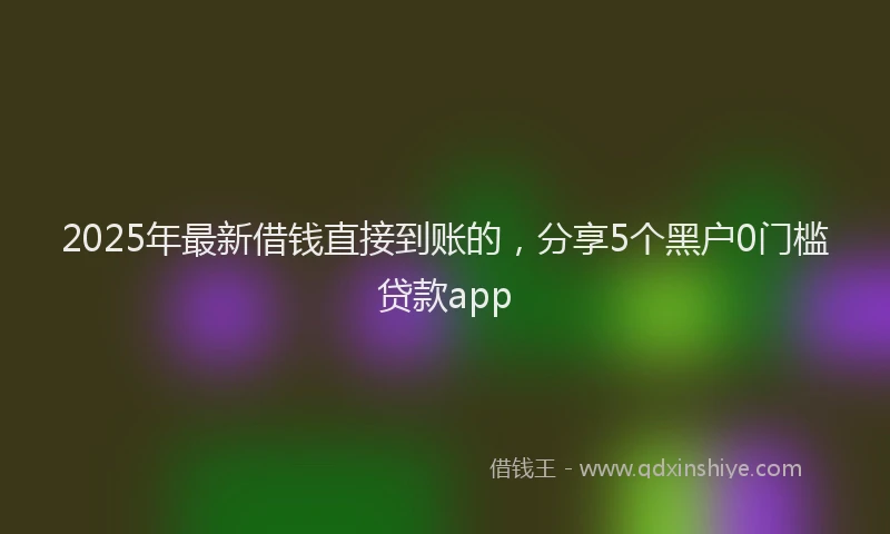 2025年最新借钱直接到账的，分享5个黑户0门槛贷款app