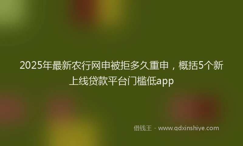 2025年最新农行网申被拒多久重申，概括5个新上线贷款平台门槛低app