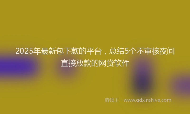 2025年最新包下款的平台，总结5个不审核夜间直接放款的网贷软件