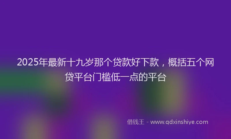 2025年最新十九岁那个贷款好下款，概括五个网贷平台门槛低一点的平台